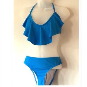 ALLOY APPAREL BLUE BIKINI SET. TOP SZ L, BOTTOM XL